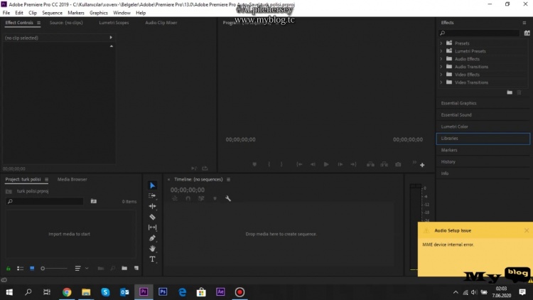 adobe premiere pro audio setup issue hatası ( videodan ses gelmiyor)
